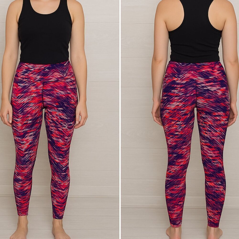Aerie Chill Play Move Women's Size Small Purple Red Geometric High Rise Leggings